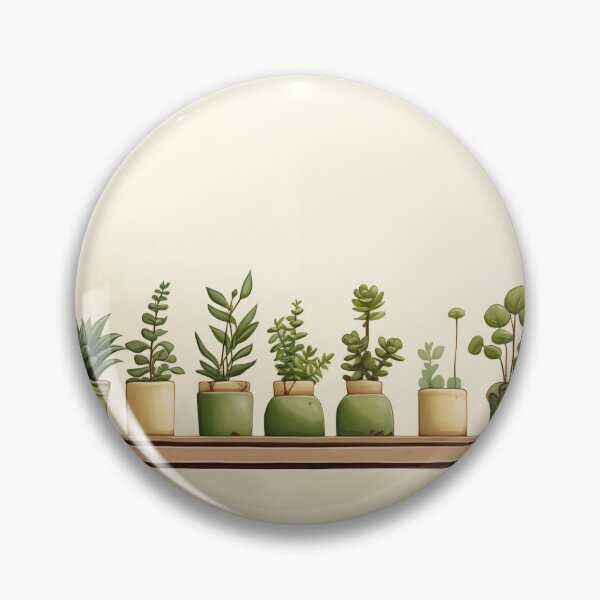 Item preview, Painted row of potted green plants designed and sold by thecrazyones.