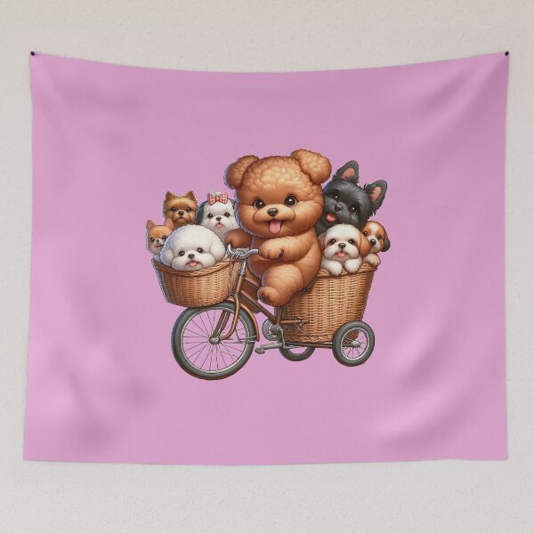 Item preview, Puppies on a Bike in a Wicker Basket designed and sold by toypoodlemom.