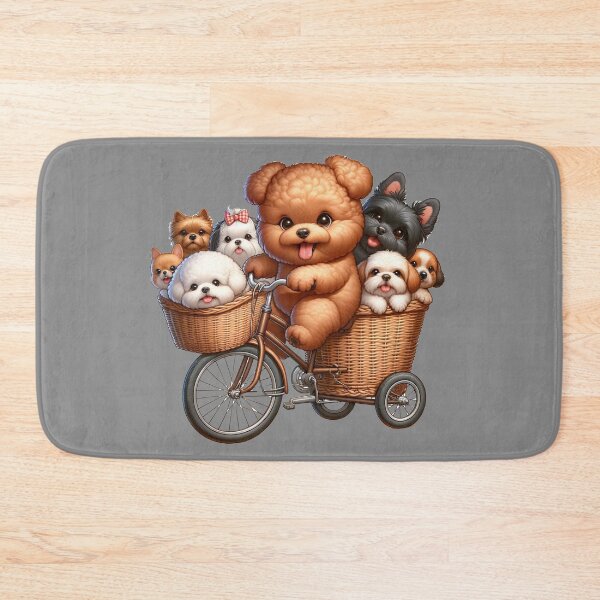 Item preview, Puppies on a Bike in a Wicker Basket designed and sold by toypoodlemom.