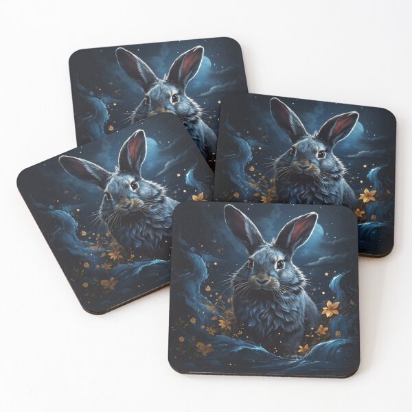 Item preview, stary night blue black rabbit Cosmic  designed and sold by dimaxstore.