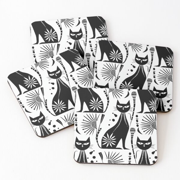 Item preview, Egyptian Cat Pattern - Black and White Motif designed and sold by HausKatz.