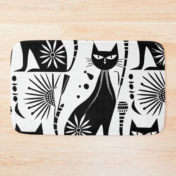 Item preview, Egyptian Cat Pattern - Black and White Motif designed and sold by HausKatz.