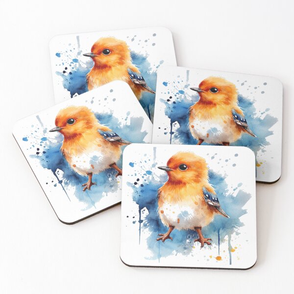 Item preview, Blue Whimsical Robin Serenade  designed and sold by fluidwatercolor.