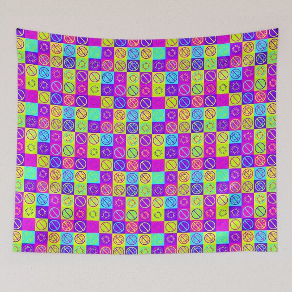 Item preview, Pop Art Anti-Coronavirus Neon Grid Pattern designed and sold by sarahwlongcovid.