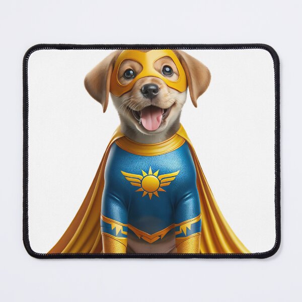 Item preview, Sunshine Hero: Joyful Yellow and Blue Puppy Dog Superhero designed and sold by FunArt4Everyone.