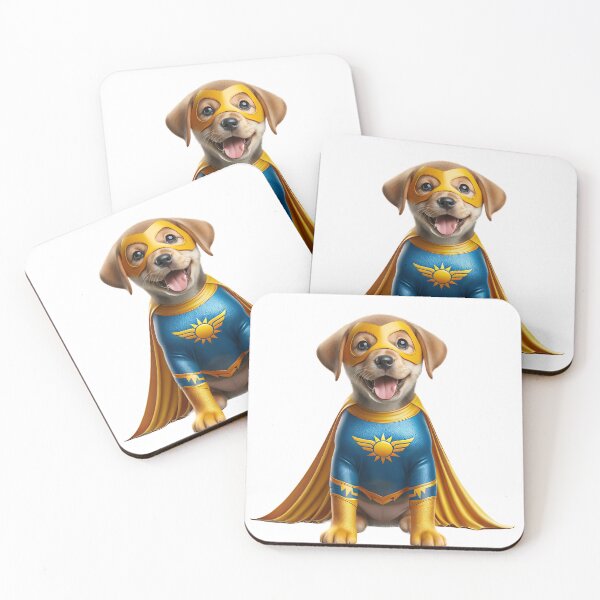 Item preview, Sunshine Hero: Joyful Yellow and Blue Puppy Dog Superhero  designed and sold by FunArt4Everyone.