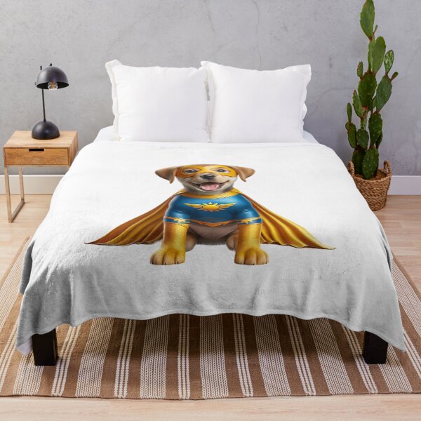 Item preview, Sunshine Hero: Joyful Yellow and Blue Puppy Dog Superhero designed and sold by FunArt4Everyone.