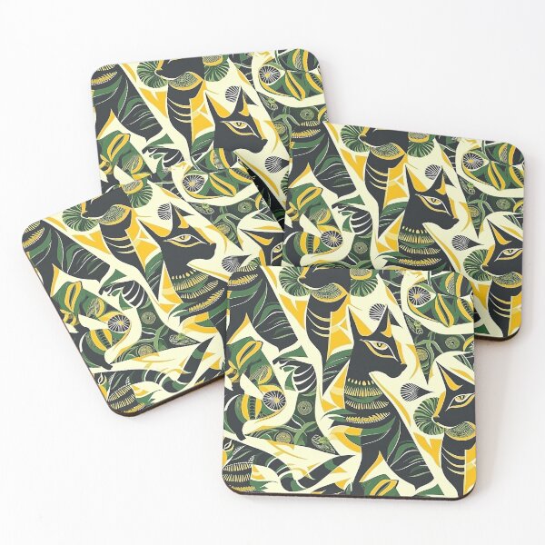 Item preview, Egyptian Cat Pattern - Yellow and Green Feline designed and sold by HausKatz.