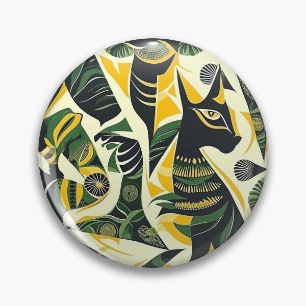 Item preview, Egyptian Cat Pattern - Yellow and Green Feline designed and sold by HausKatz.