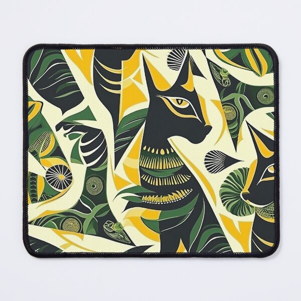 Item preview, Egyptian Cat Pattern - Yellow and Green Feline designed and sold by HausKatz.