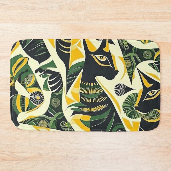 Item preview, Egyptian Cat Pattern - Yellow and Green Feline designed and sold by HausKatz.