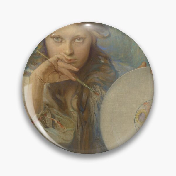 Item preview, Girl with a plate painting a folk motif, by Alphonse Mucha. HIGH DEFINITION designed and sold by MINDTHECHERRY.