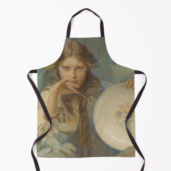 Item preview, Girl with a plate painting a folk motif, by Alphonse Mucha. HIGH DEFINITION designed and sold by MINDTHECHERRY.