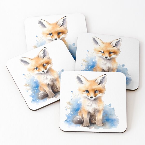 Item preview, Tiny Guardian - Watercolor Fox Cub designed and sold by fluidwatercolor.