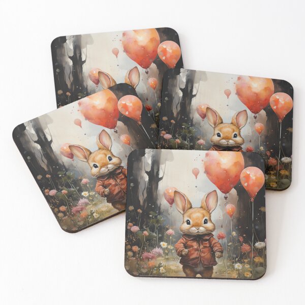 Item preview, Rabbit and Baloons Nursery Poster | Original Art | Home Decor designed and sold by Peek-Designs.