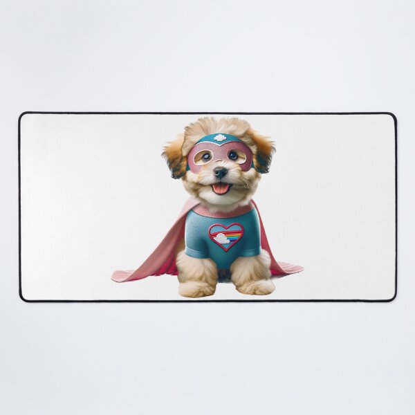 Item preview, Joyful Heart: Pink and Light Blue Whimsical Hero Puppy Dog Superhero designed and sold by FunArt4Everyone.