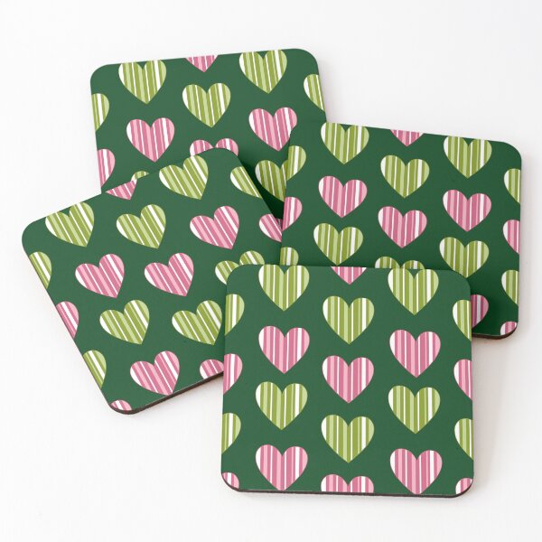 Item preview, Striped Hearts - Green designed and sold by JaselviiStudio.