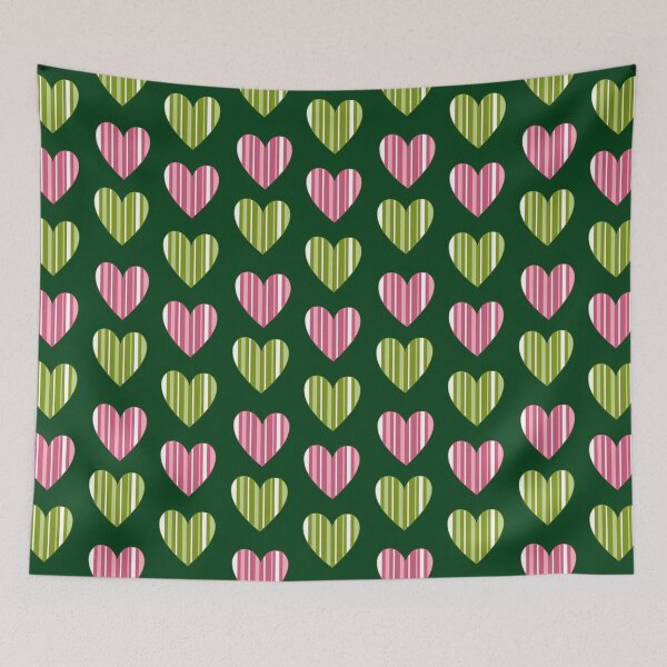 Item preview, Striped Hearts - Green designed and sold by JaselviiStudio.