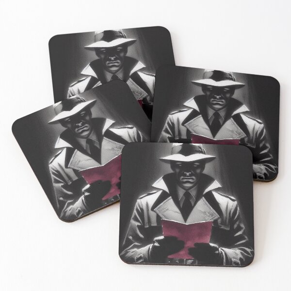 Item preview, Noir Vintage Detective in a Trench Coat with Red Paper designed and sold by RESToRAPTOR.