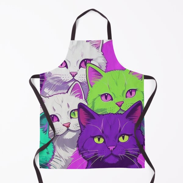 Item preview, Adorable Funky Cat Collage  - Neon Bicolor Purple Green Cats designed and sold by SassyArtistry.