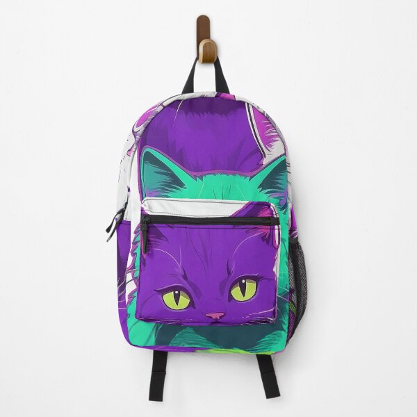 Item preview, Adorable Funky Cat Collage - Neon Bicolor Purple Green Cats designed and sold by SassyArtistry.
