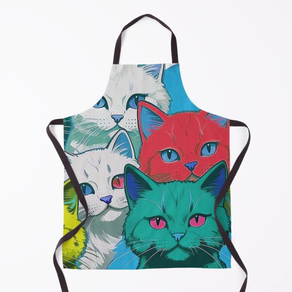 Item preview, Adorable Funky Cat Collage  - Neon Bicolor Blue Red Yellow Cats designed and sold by SassyArtistry.