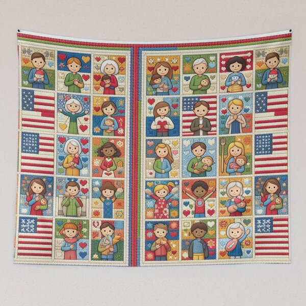 Item preview, crotchet illustration of a USA's family members designed and sold by AHBBoutique.