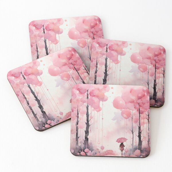 Item preview, Girl In a Pink Forest | Original Art | Home Decor designed and sold by Peek-Designs.
