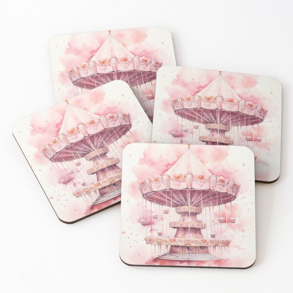 Item preview, Pink Carousel Nursery Artwork | Original Art | Home Decor designed and sold by Peek-Designs.