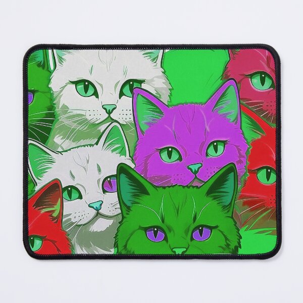 Item preview, Adorable Funky Cat Collage - Neon Bicolor Red Green Cats designed and sold by SassyArtistry.