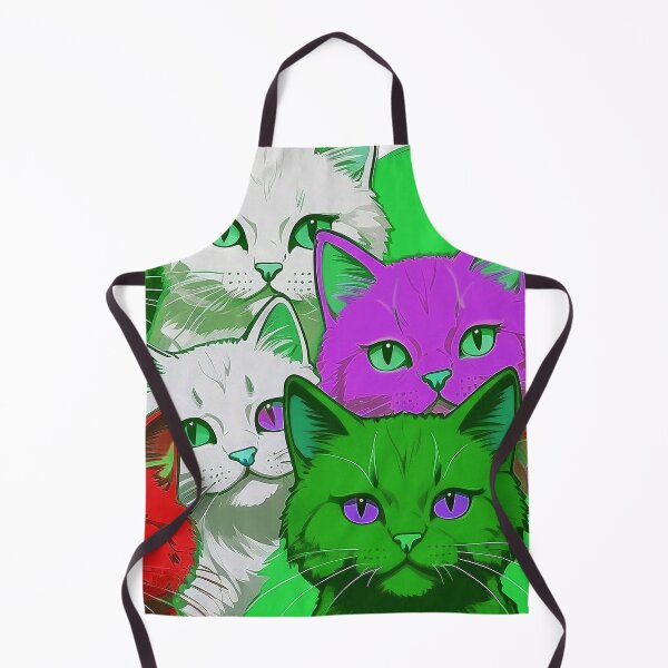 Item preview, Adorable Funky Cat Collage - Neon Bicolor Red Green Cats designed and sold by SassyArtistry.