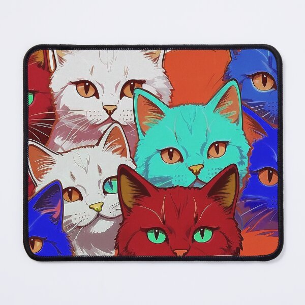 Item preview, Cute Funky Cat Collage  - Neon Bicolor Red Dark Blue Cats designed and sold by SassyArtistry.