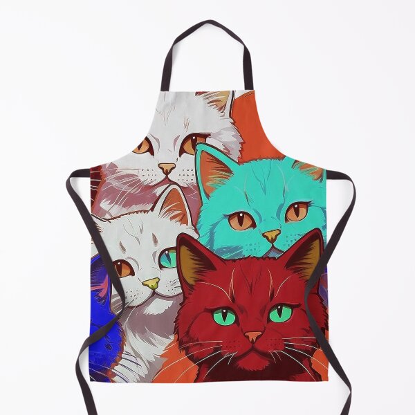 Item preview, Cute Funky Cat Collage - Neon Bicolor Red Dark Blue Cats designed and sold by SassyArtistry.