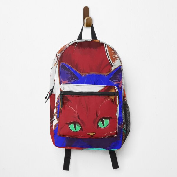 Item preview, Cute Funky Cat Collage - Neon Bicolor Red Dark Blue Cats designed and sold by SassyArtistry.