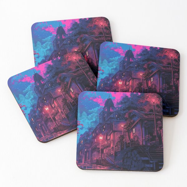 Item preview, Anime Fantasy Neon Neighborhood Scene  designed and sold by Purrfectanime.
