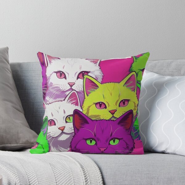 Item preview, Cute Funky Cat Collage  - Neon Bicolor Pink Purple Cats designed and sold by SassyArtistry.