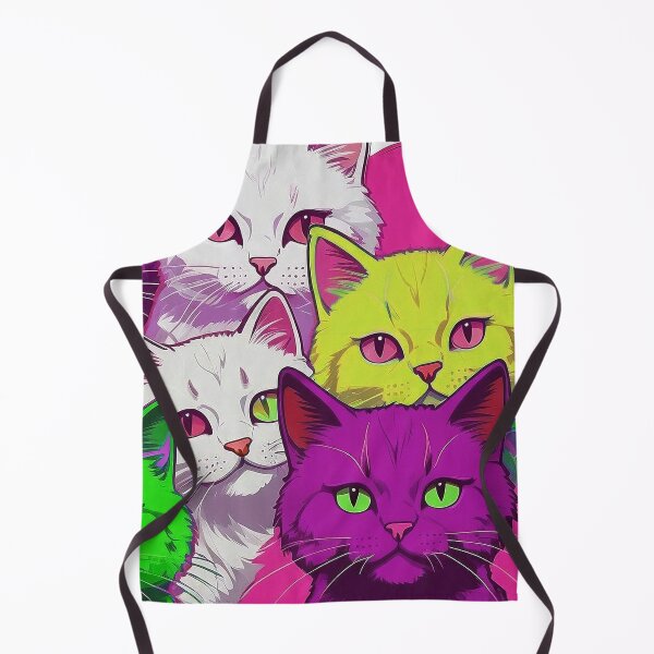 Item preview, Cute Funky Cat Collage - Neon Bicolor Pink Purple Cats designed and sold by SassyArtistry.
