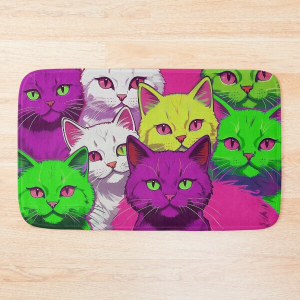 Item preview, Cute Funky Cat Collage  - Neon Bicolor Pink Purple Cats designed and sold by SassyArtistry.