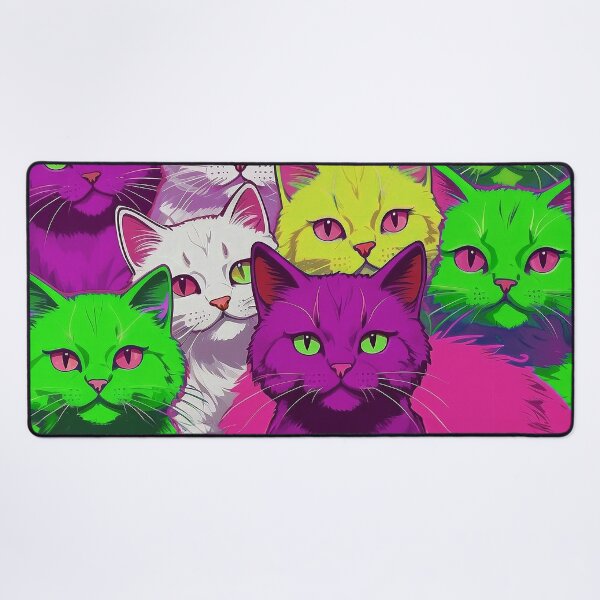 Item preview, Cute Funky Cat Collage  - Neon Bicolor Pink Purple Cats designed and sold by SassyArtistry.