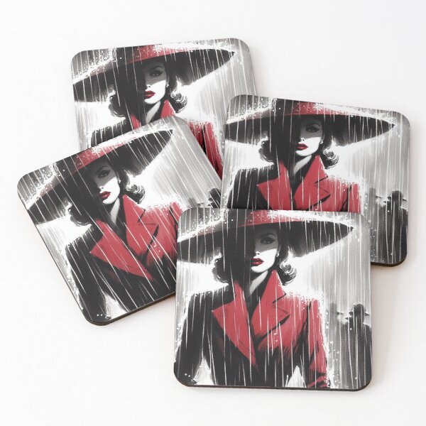 Item preview, Noir Vintage Woman in a Red Coat designed and sold by RESToRAPTOR.