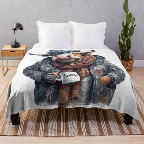 Item preview, Cow wearing a jackets holding a cup coffee designed and sold by jnsmerchstore.