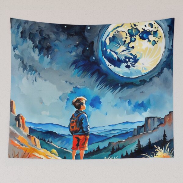 Item preview, Boy Admiring The Moon designed and sold by Gabriela McDaniel.