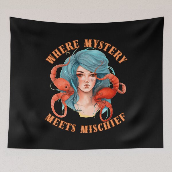 Item preview, Where Mystery Meets Mischief. scorpio sayings designed and sold by ZodiacWonders.
