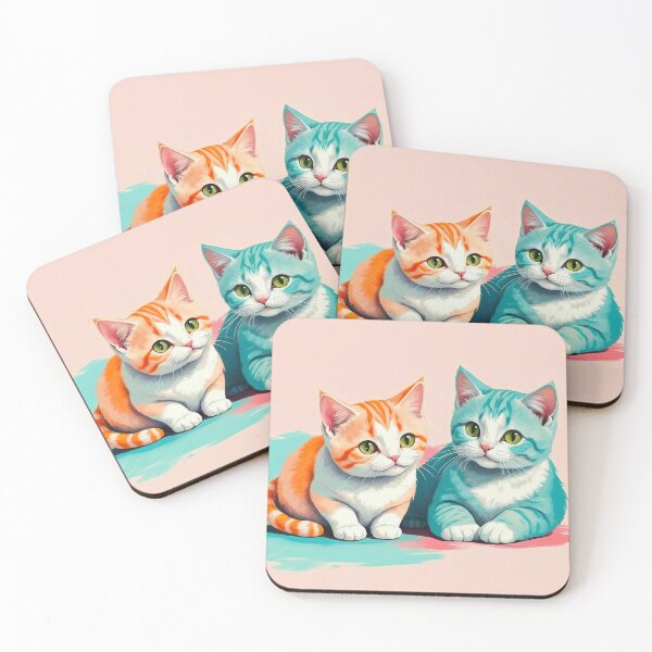 Item preview, Cute Two Bicolor Teal Ginger Cats designed and sold by SassyArtistry.