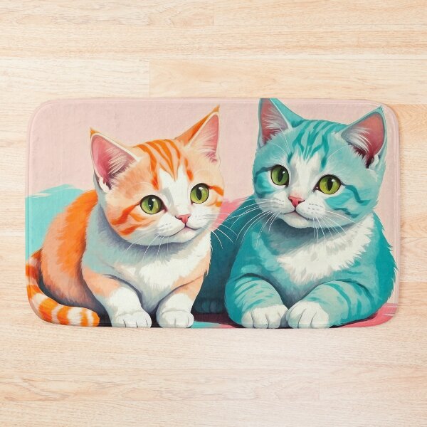 Item preview, Cute Two Bicolor Teal Ginger Cats designed and sold by SassyArtistry.