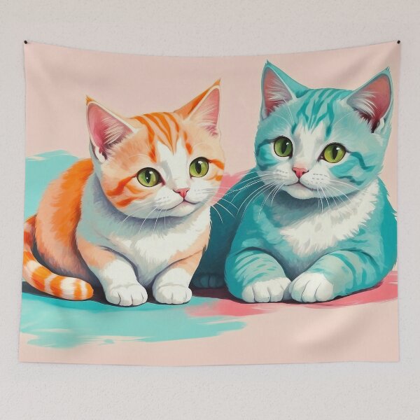 Item preview, Cute Two Bicolor Teal Ginger Cats designed and sold by SassyArtistry.
