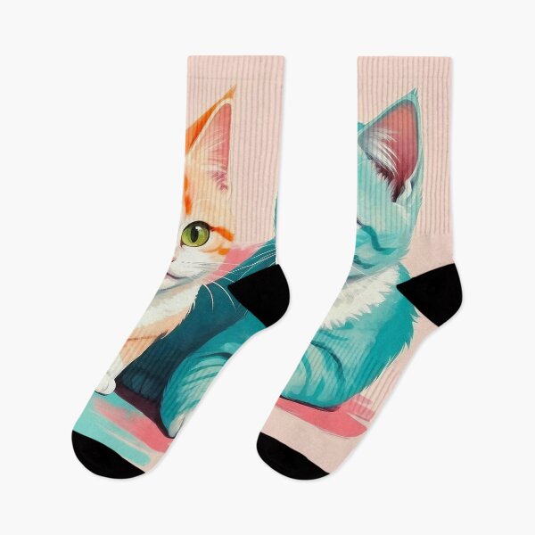 Item preview, Cute Two Bicolor Teal Ginger Cats designed and sold by SassyArtistry.