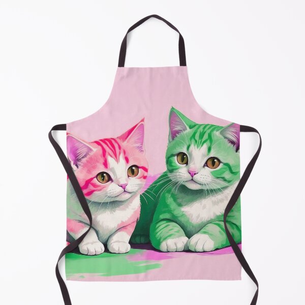 Item preview, Cute Two Bicolor Pink Green Cats designed and sold by SassyArtistry.