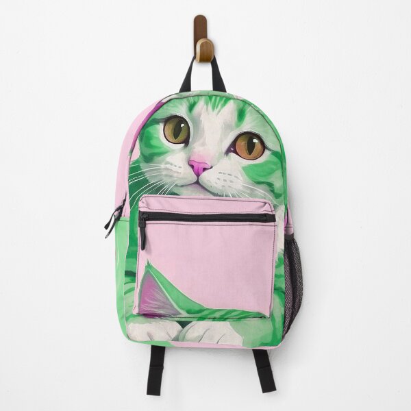Item preview, Cute Two Bicolor Pink Green Cats designed and sold by SassyArtistry.