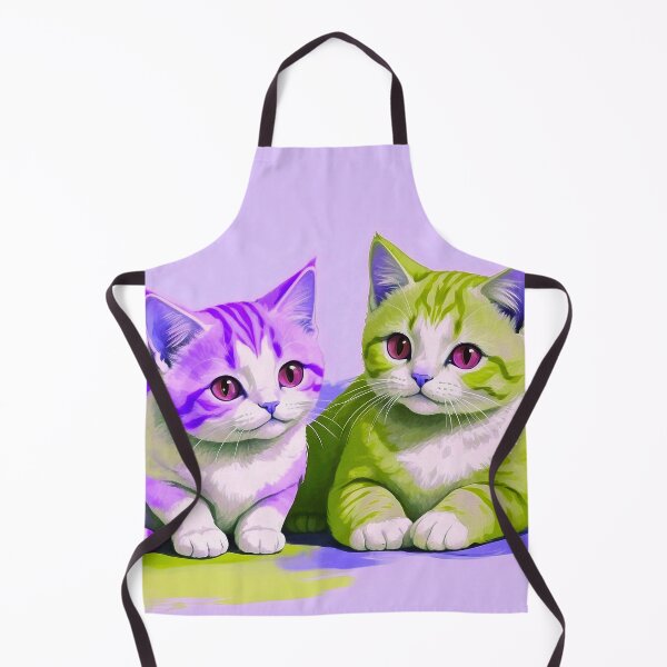 Item preview, Cute Two Bicolor Purple Green Cats designed and sold by SassyArtistry.